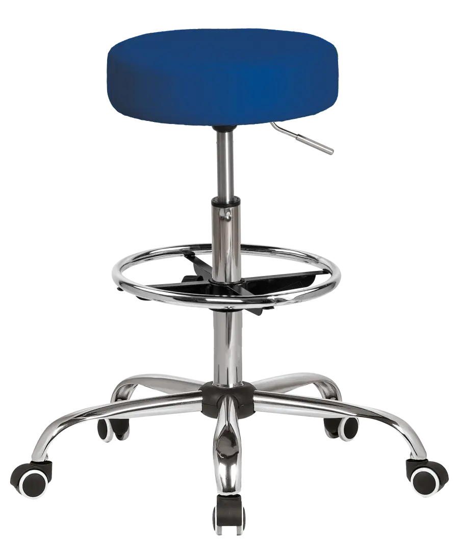 LZ 21SP EXT židle lékařská, HR sedák, kříž chrom, kruh pro nohy, ekokůže tmavě modrá